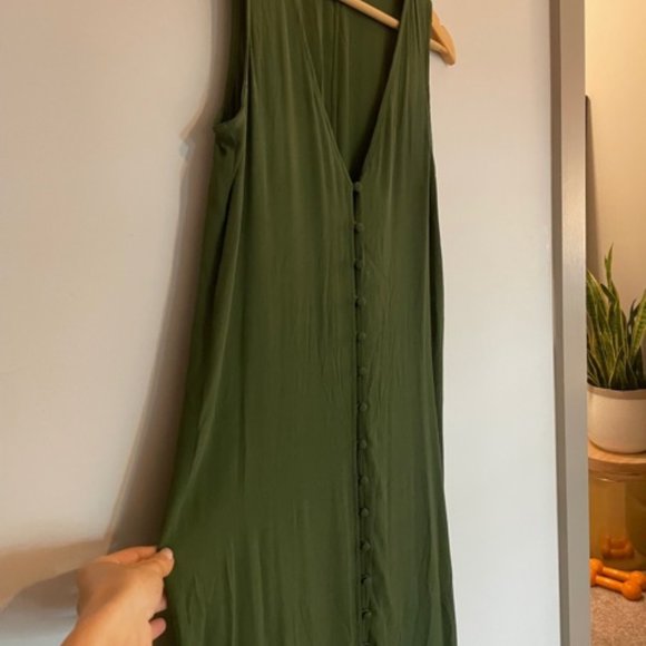 XXS Madewell Olive Green Button Front Shift Dress - Picture 3 of 6